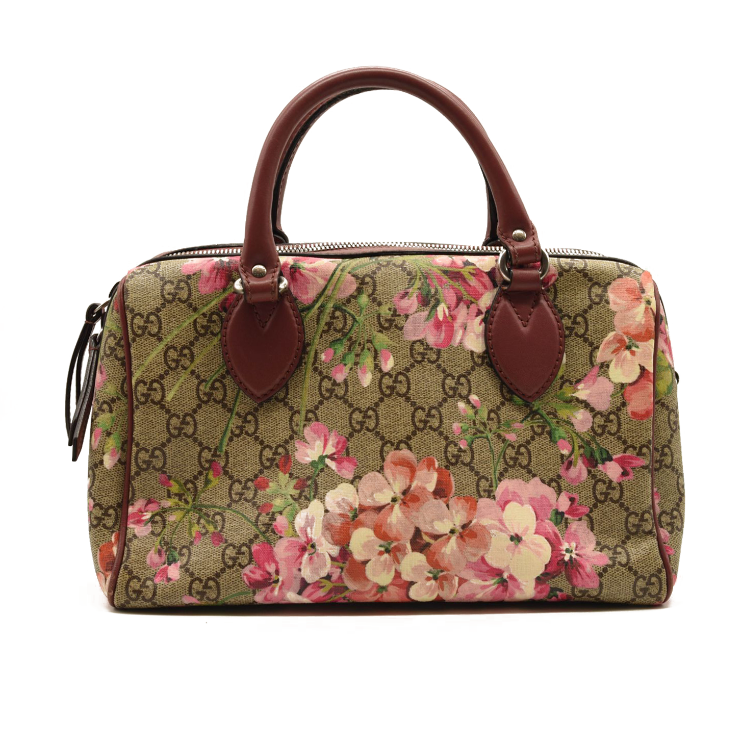 Gucci GG Supreme Monogram Blooms Small Boston Beige Multicolor Dry Rose