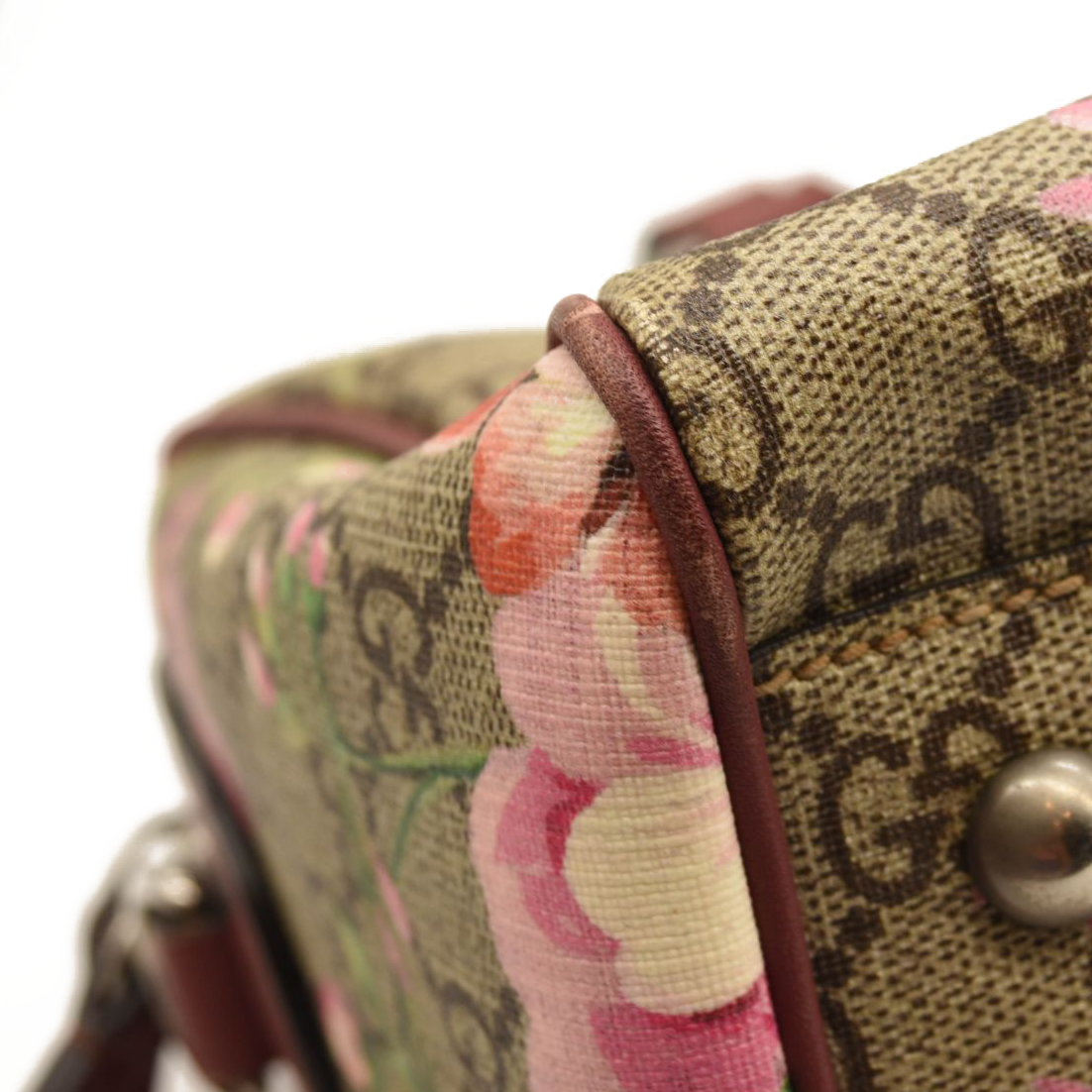 Gucci GG Supreme Monogram Blooms Small Boston Beige Multicolor Dry Rose
