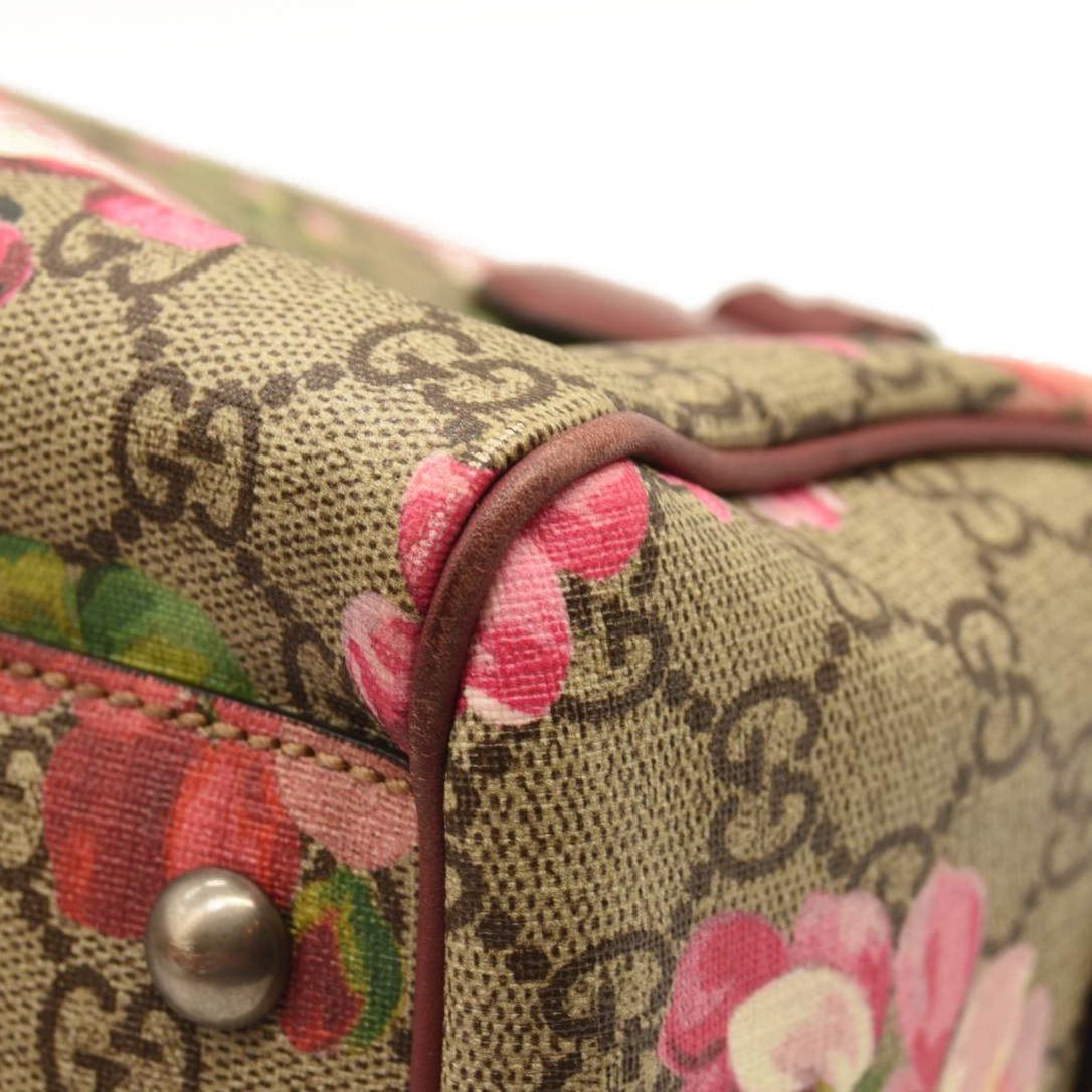Gucci GG Supreme Monogram Blooms Small Boston Beige Multicolor Dry Rose