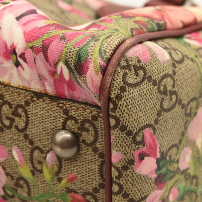 Gucci GG Supreme Monogram Blooms Small Boston Beige Multicolor Dry Rose