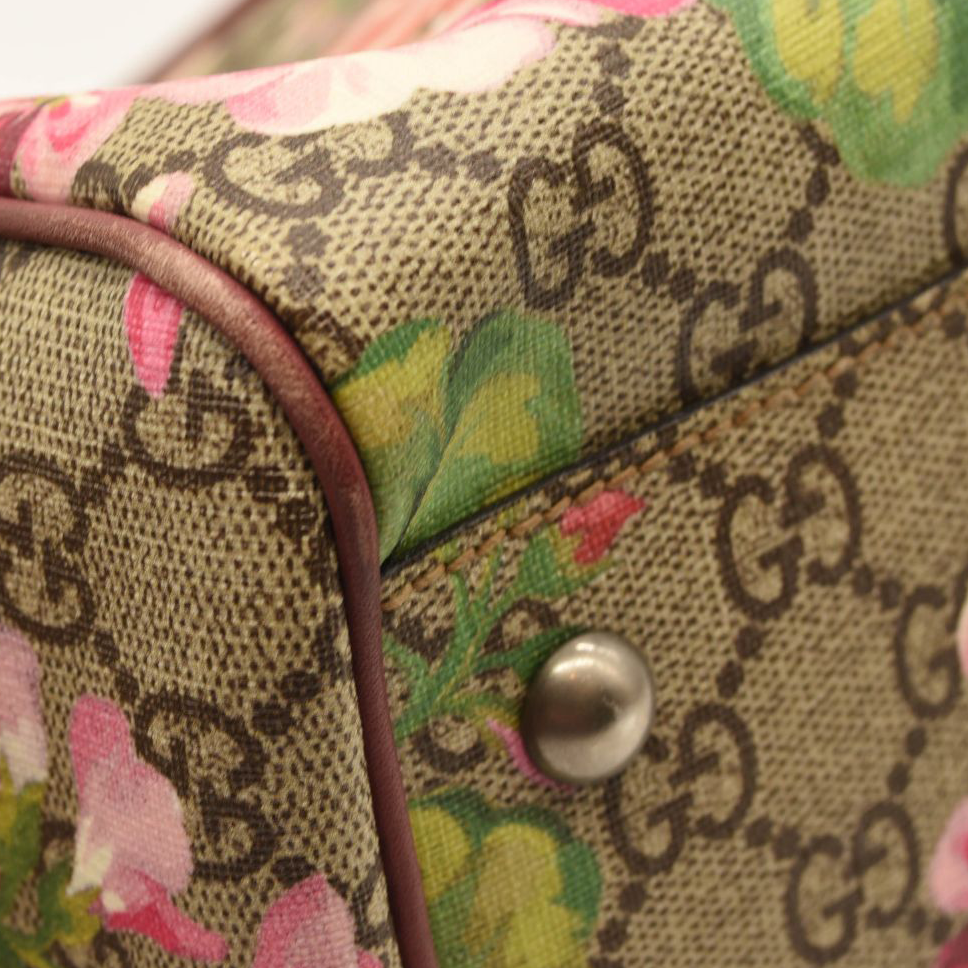 Gucci GG Supreme Monogram Blooms Small Boston Beige Multicolor Dry Rose