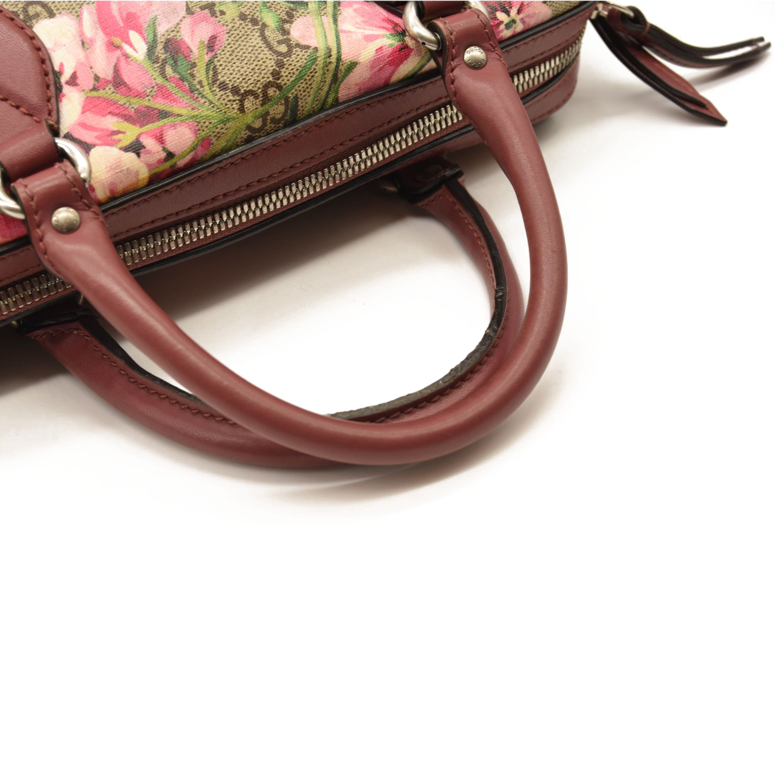 Gucci GG Supreme Monogram Blooms Small Boston Beige Multicolor Dry Rose