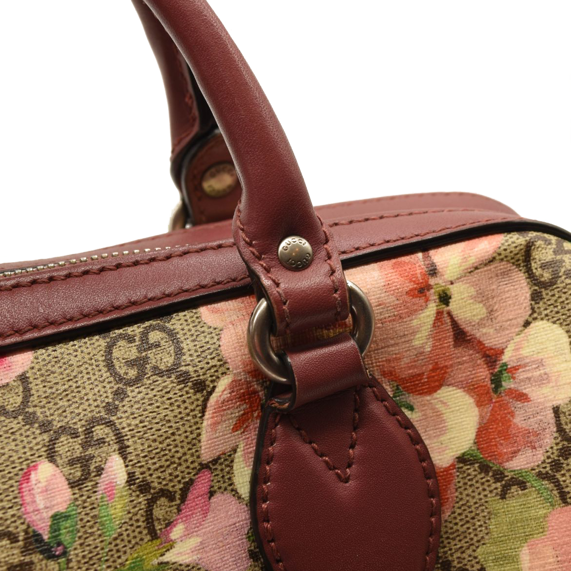 Gucci GG Supreme Monogram Blooms Small Boston Beige Multicolor Dry Rose