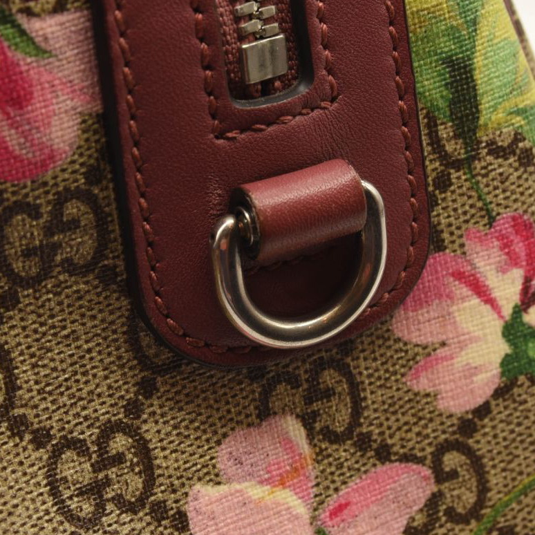 Gucci GG Supreme Monogram Blooms Small Boston Beige Multicolor Dry Rose