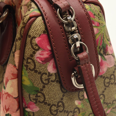 Gucci GG Supreme Monogram Blooms Small Boston Beige Multicolor Dry Rose