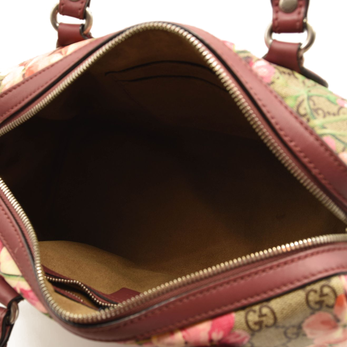 Gucci GG Supreme Monogram Blooms Small Boston Beige Multicolor Dry Rose