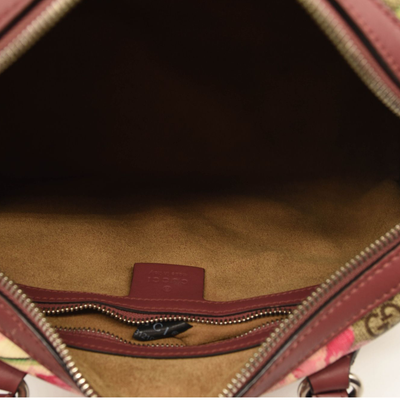 Gucci GG Supreme Monogram Blooms Small Boston Beige Multicolor Dry Rose