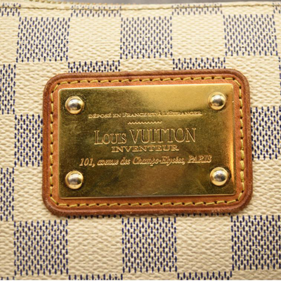 USED Louis Vuitton Damier Azur Eva Crossbody Shoulder Bag White Clutch Chain