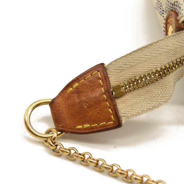 USED Louis Vuitton Damier Azur Eva Crossbody Shoulder Bag White Clutch Chain