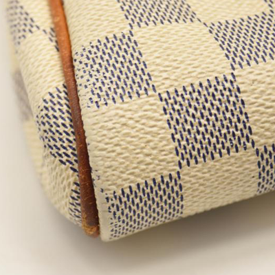 USED Louis Vuitton Damier Azur Eva Crossbody Shoulder Bag White Clutch Chain