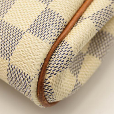 USED Louis Vuitton Damier Azur Eva Crossbody Shoulder Bag White Clutch Chain