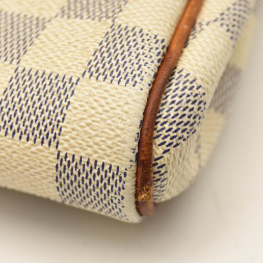 USED Louis Vuitton Damier Azur Eva Crossbody Shoulder Bag White Clutch Chain