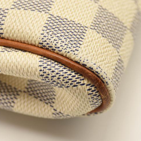 USED Louis Vuitton Damier Azur Eva Crossbody Shoulder Bag White Clutch Chain