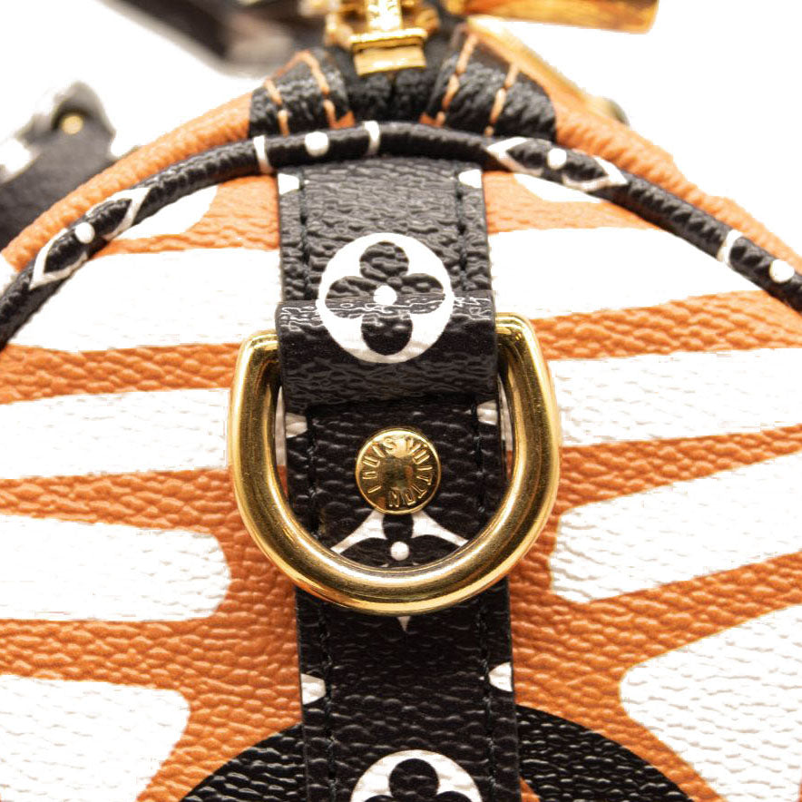 Louis Vuitton Monogram Giant Crafty Speedy Bandouliere 25 Creme Caramel