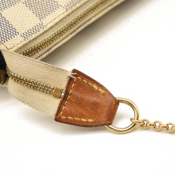 USED Louis Vuitton Damier Azur Eva Crossbody Shoulder Bag White Clutch Chain