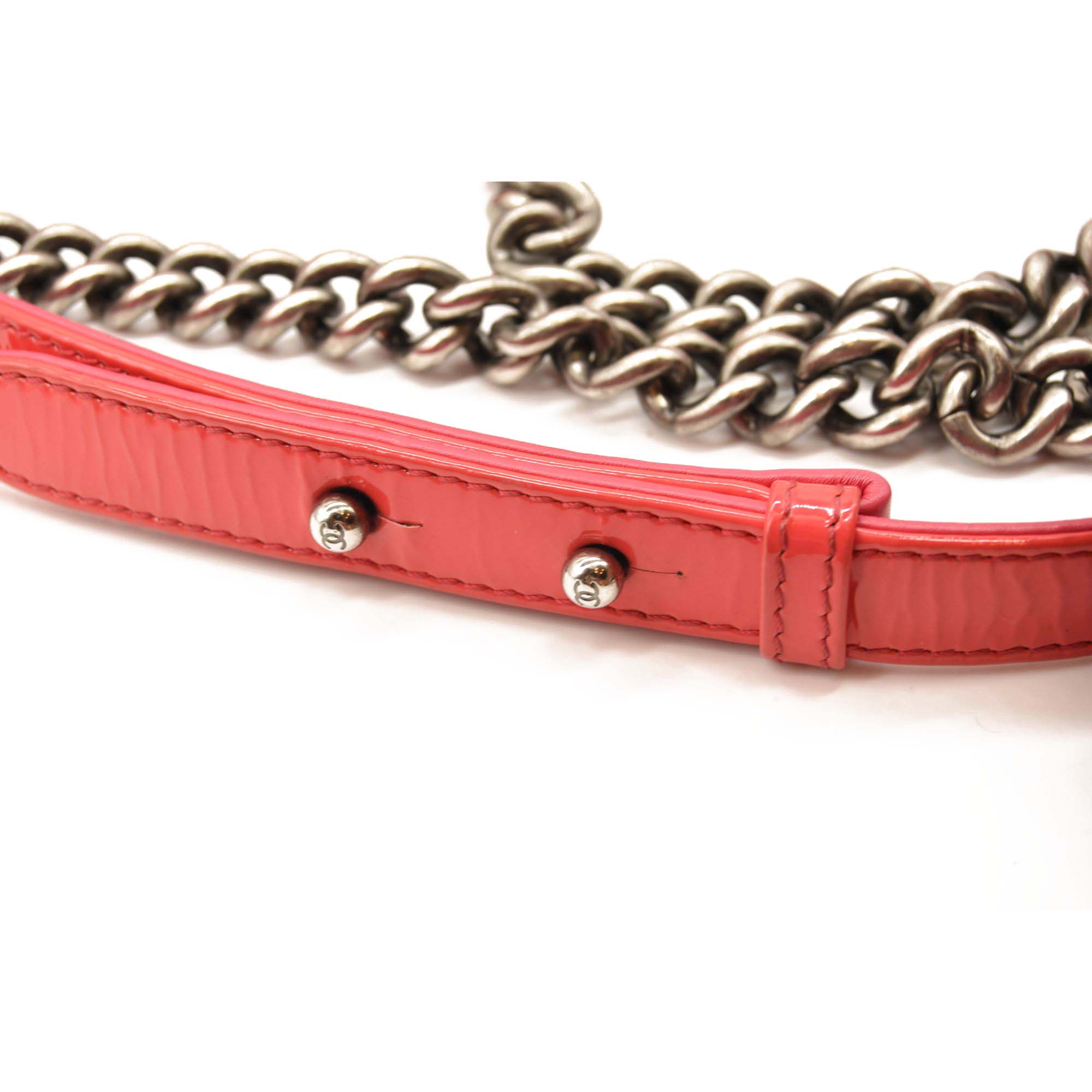 Chanel Patent Calfskin Enamel Quilted Medium Boy Flap Dark Pink