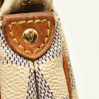 USED Louis Vuitton Damier Azur Eva Crossbody Shoulder Bag White Clutch Chain