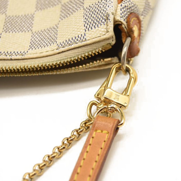 USED Louis Vuitton Damier Azur Eva Crossbody Shoulder Bag White Clutch Chain