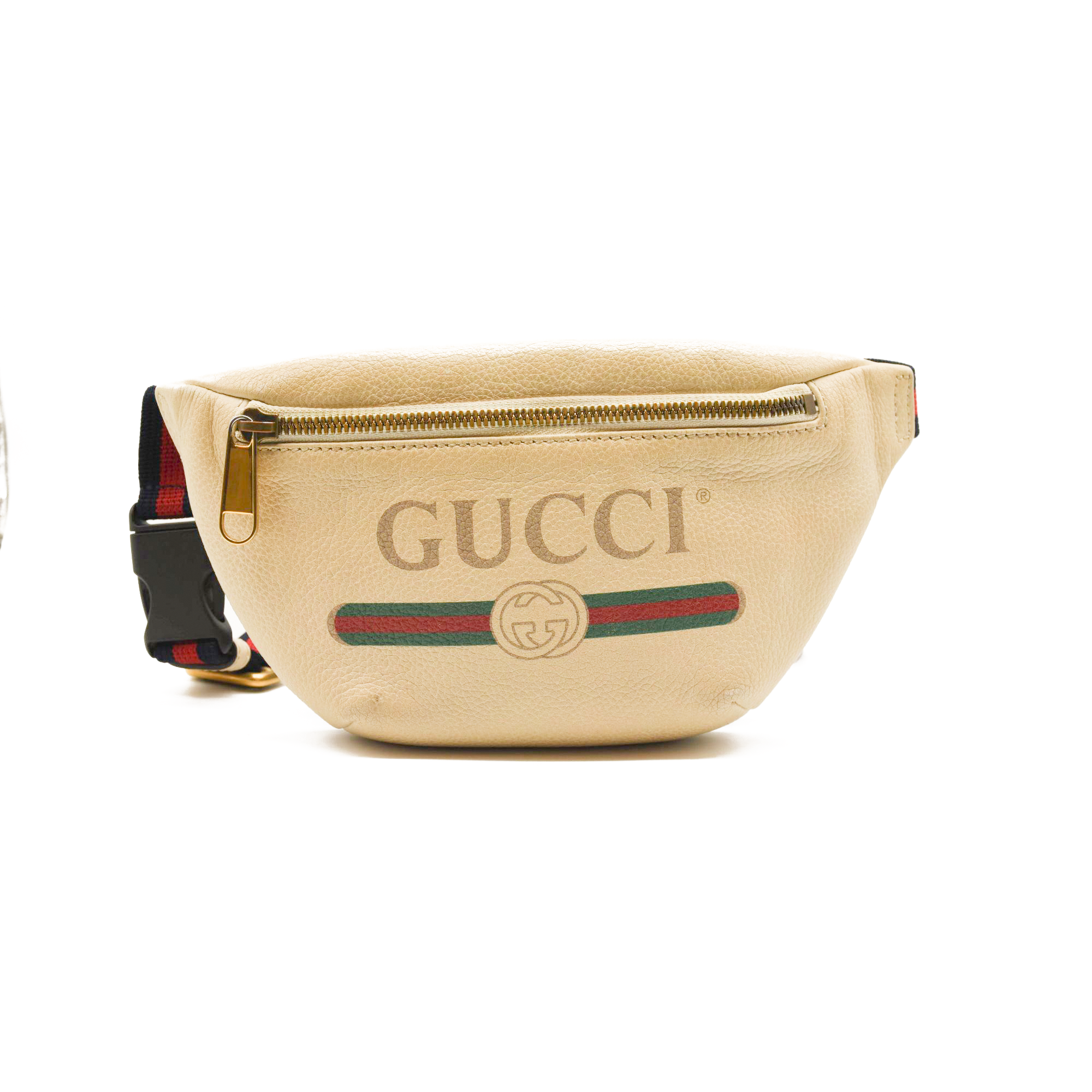 Gucci Grained Calfskin Small Logo Belt Bag White
