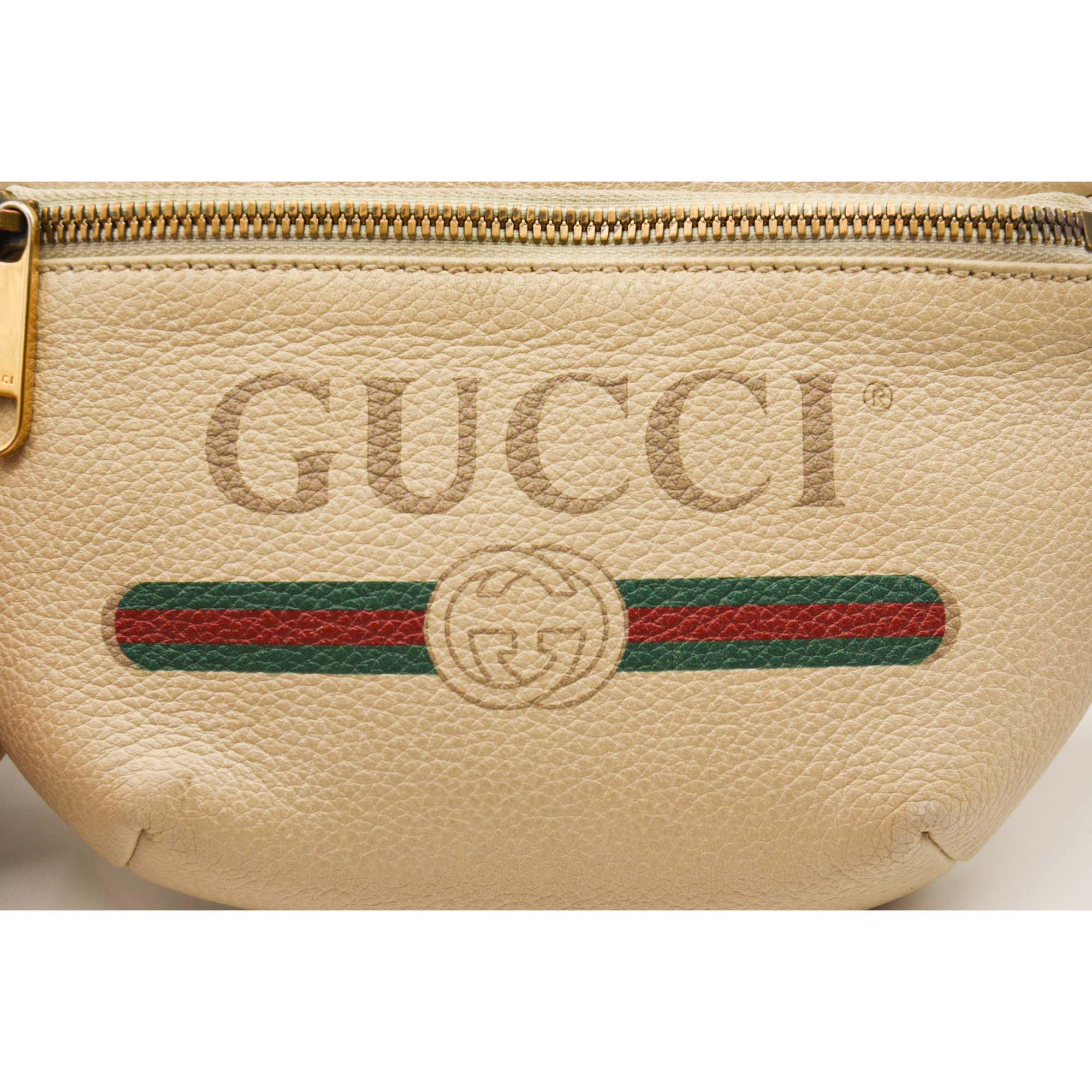 Gucci Grained Calfskin Small Logo Belt Bag White