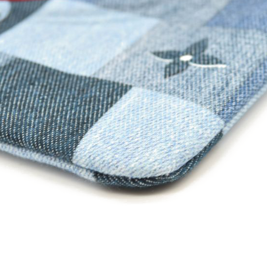 Louis Vuitton Denim Damier Monogram Patchwork Neverfull MM Pochette Blue Rouge