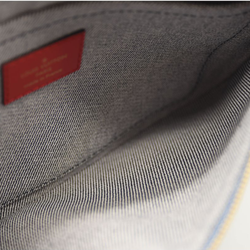 Louis Vuitton Denim Damier Monogram Patchwork Neverfull MM Pochette Blue Rouge