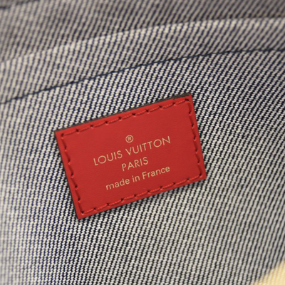 Louis Vuitton Denim Damier Monogram Patchwork Neverfull MM Pochette Blue Rouge