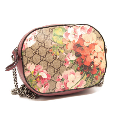 Gucci GG Supreme Monogram Blooms Mini Chain Shoulder Bag Beige Multicolor Dry Rose