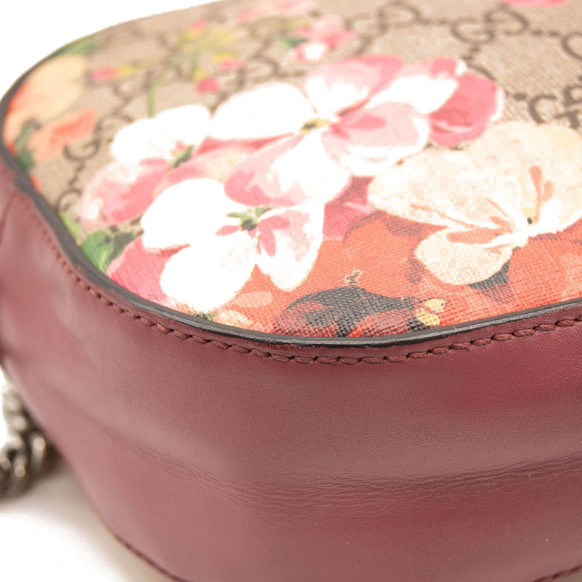 Gucci GG Supreme Monogram Blooms Mini Chain Shoulder Bag Beige Multicolor Dry Rose