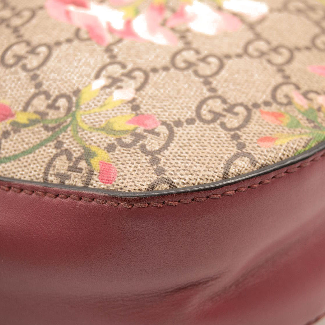 Gucci GG Supreme Monogram Blooms Mini Chain Shoulder Bag Beige Multicolor Dry Rose