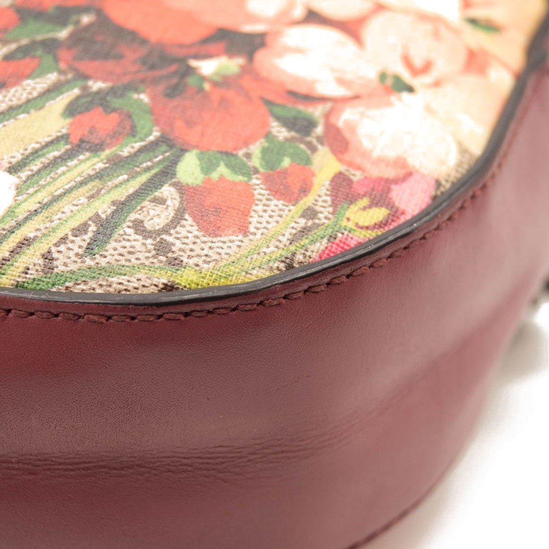 Gucci GG Supreme Monogram Blooms Mini Chain Shoulder Bag Beige Multicolor Dry Rose