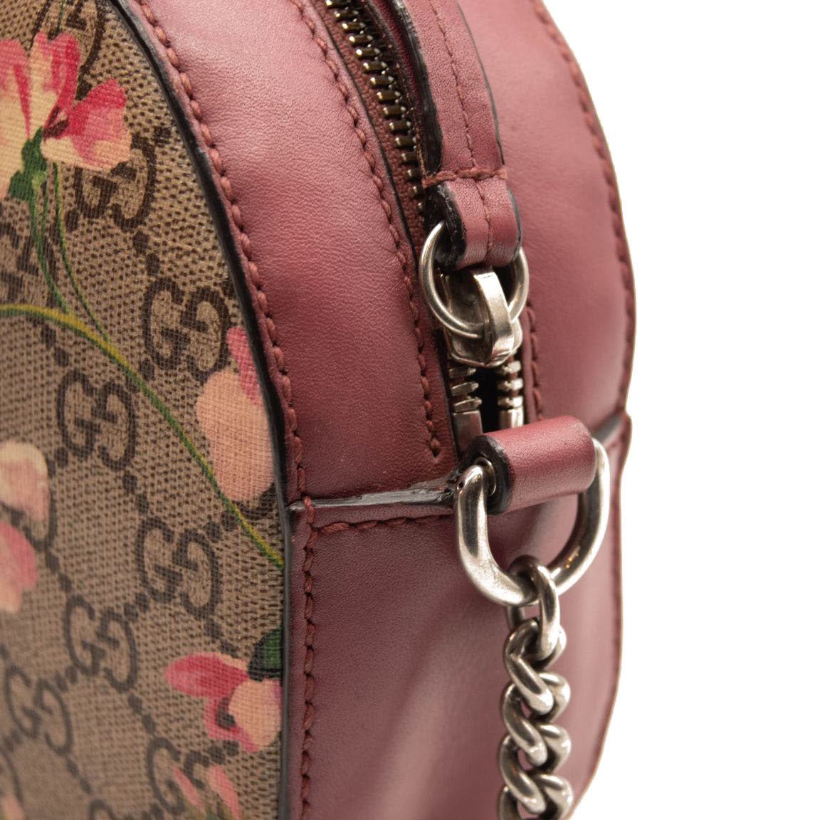Gucci GG Supreme Monogram Blooms Mini Chain Shoulder Bag Beige Multicolor Dry Rose