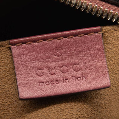 GUCCI GG Supreme Monogram Blooms Suede Large Zip Pouch Beige Multicolor Dry  Rose 1285164