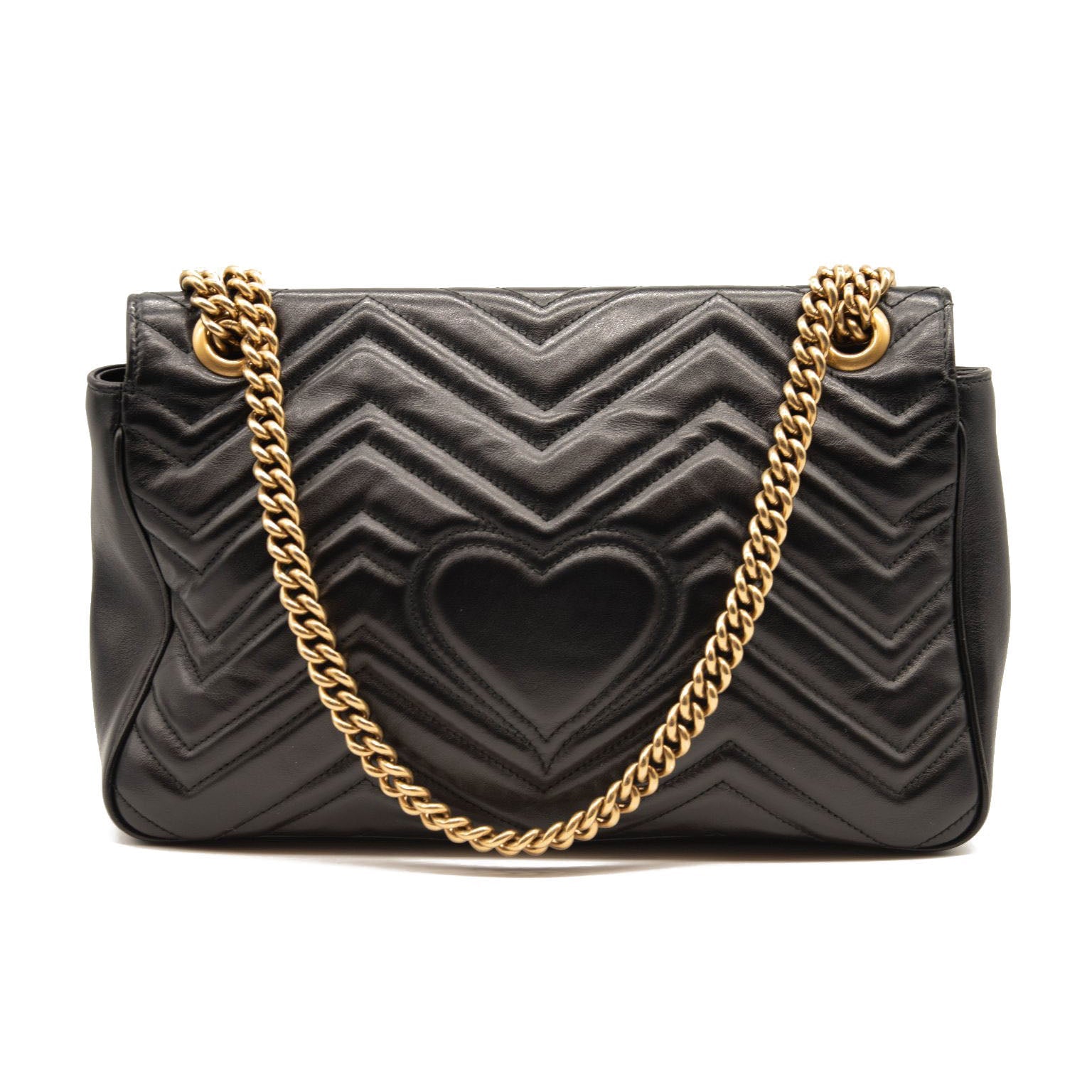 Gucci Calfskin Matelasse Medium GG Marmont Shoulder Bag Black