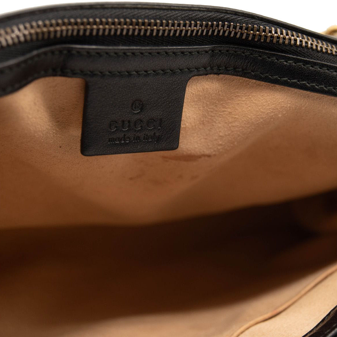 Gucci Calfskin Matelasse Medium GG Marmont Shoulder Bag Black