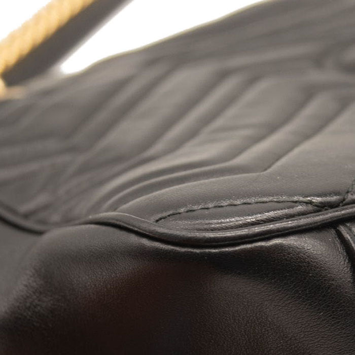 Gucci Calfskin Matelasse Medium GG Marmont Shoulder Bag Black