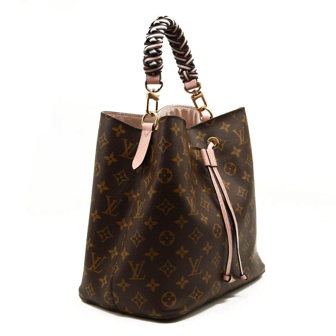 Used Louis Vuitton Neonoe Mm Rose Poudre Brown Monogram Canvas Shoulder Bag