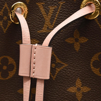 Used Louis Vuitton Neonoe Mm Rose Poudre Brown Monogram Canvas Shoulder Bag