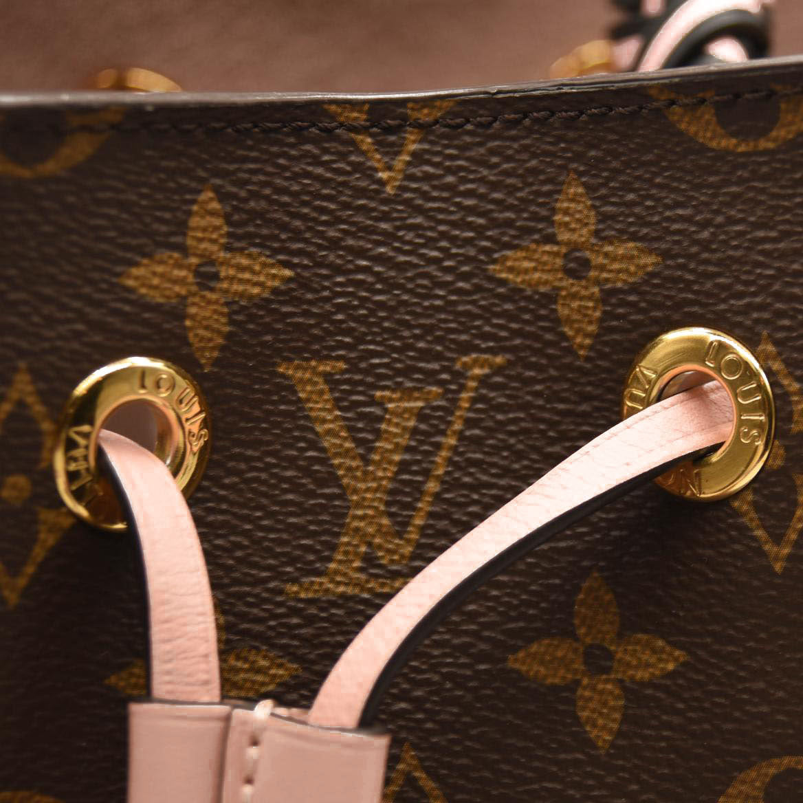 Used Louis Vuitton Neonoe Mm Rose Poudre Brown Monogram Canvas Shoulder Bag