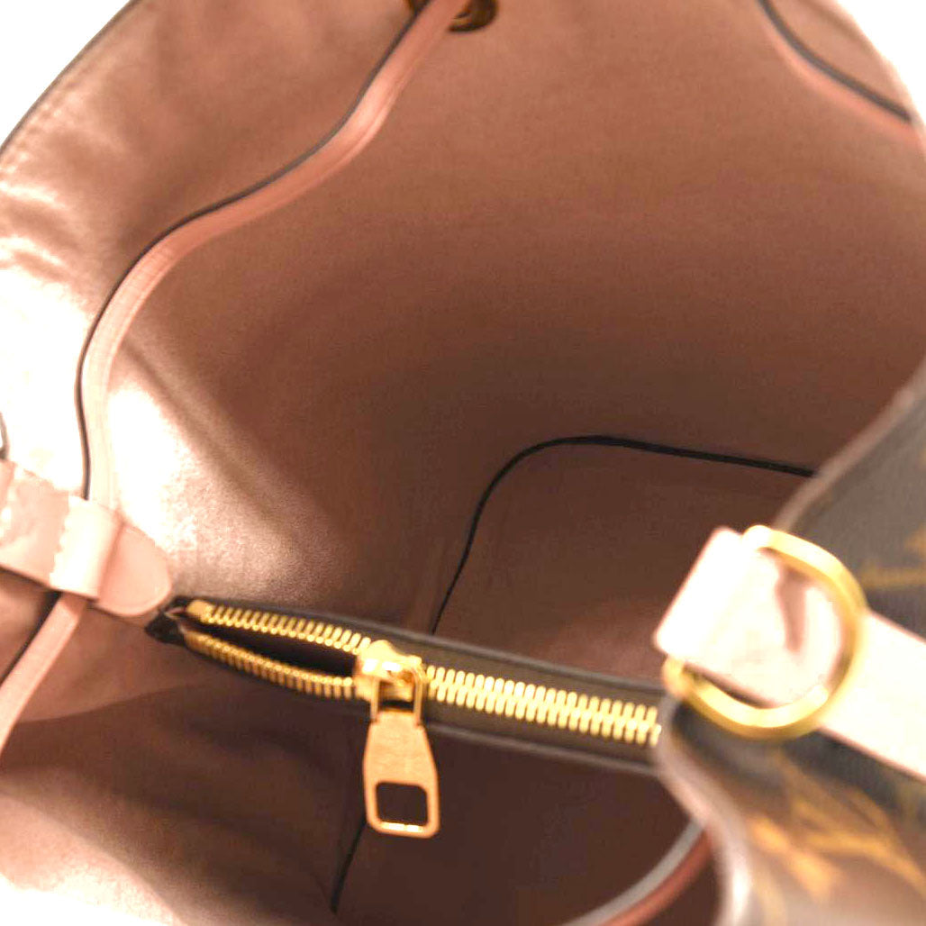 Used Louis Vuitton Neonoe Mm Rose Poudre Brown Monogram Canvas Shoulder Bag