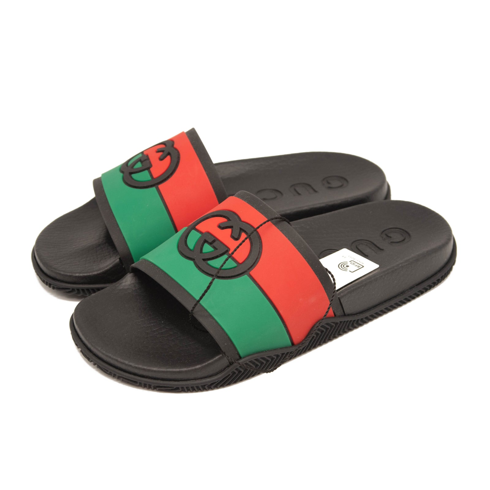 NEW Gucci Pursuit GG Logo Slide Sandal (Women) EU 42 Black Green Red with Box