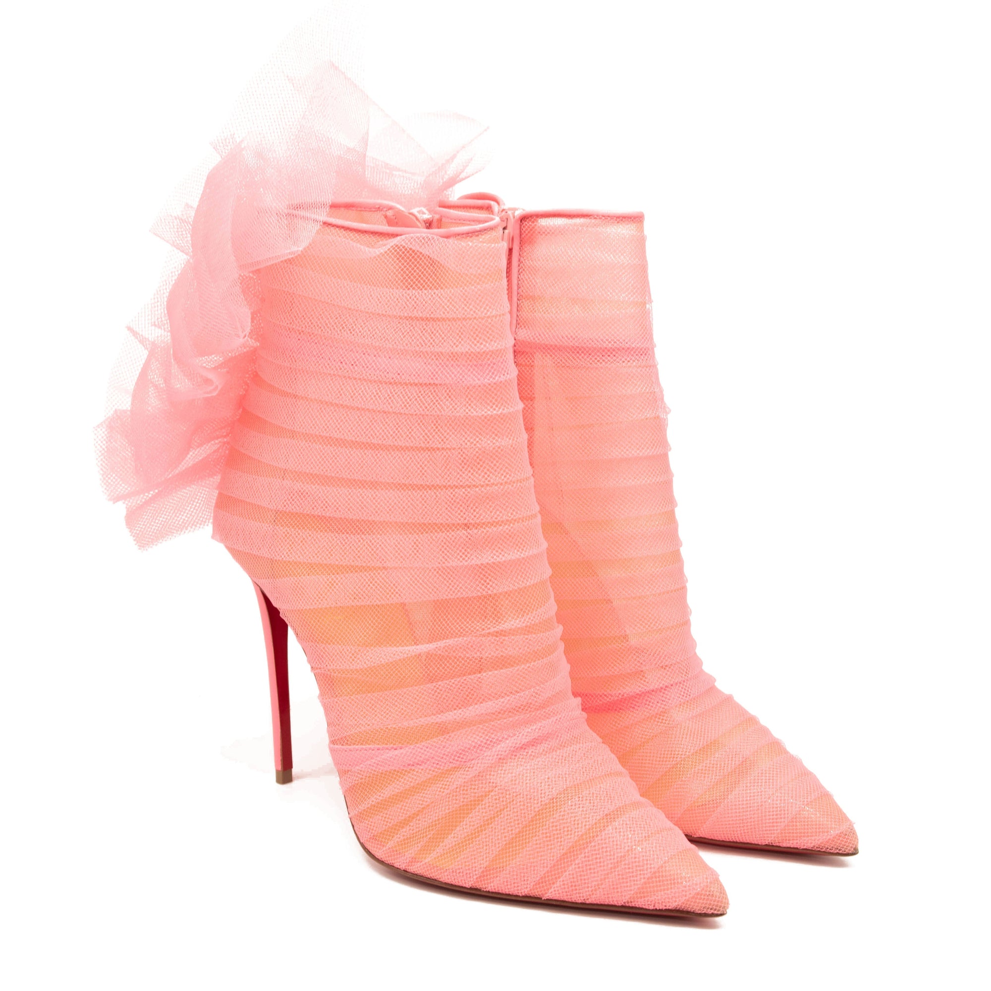 NEW $1795 Christian Louboutin Libellibooty Mesh Red Sole Stiletto Booties EU 39.5