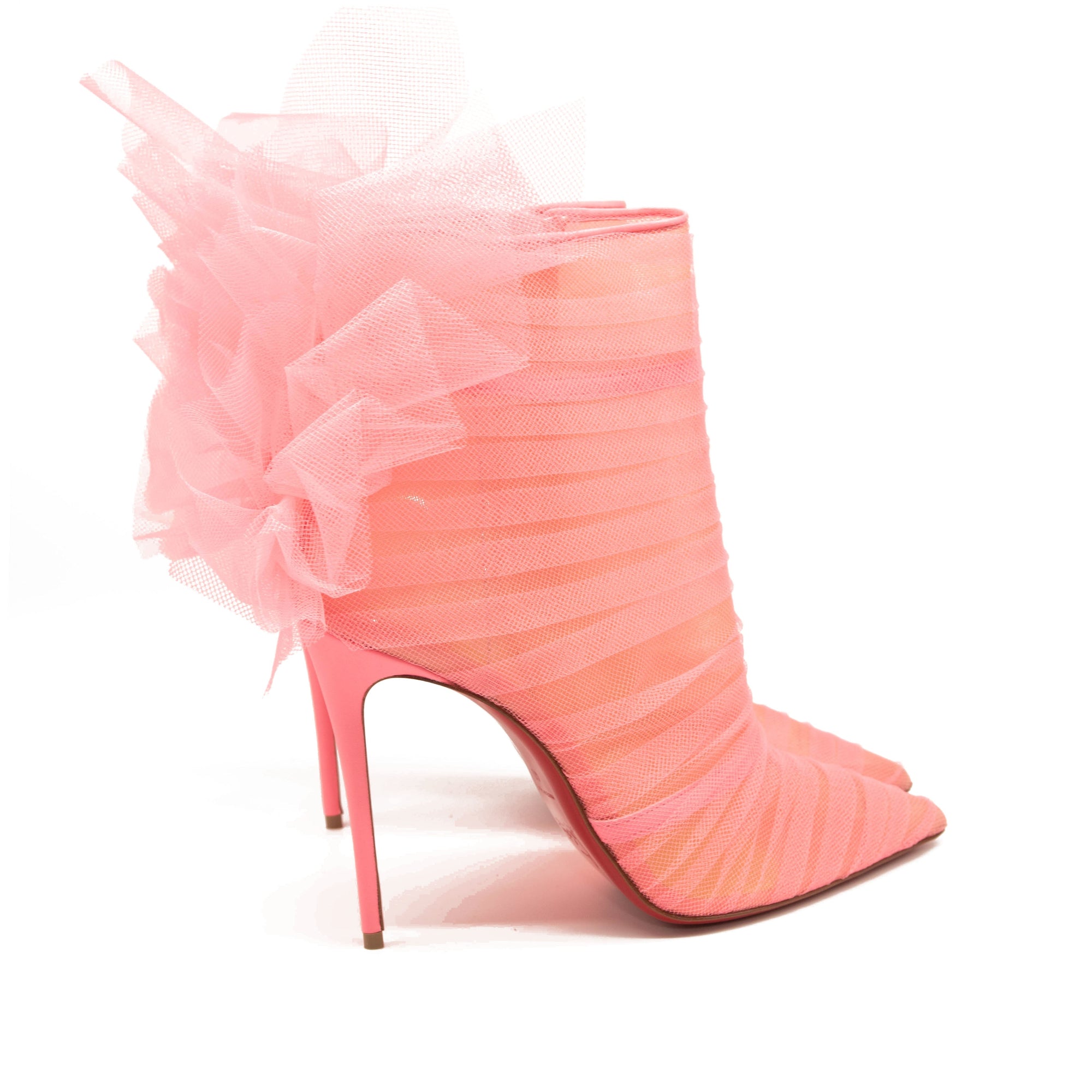 NEW $1795 Christian Louboutin Libellibooty Mesh Red Sole Stiletto Booties EU 39.5