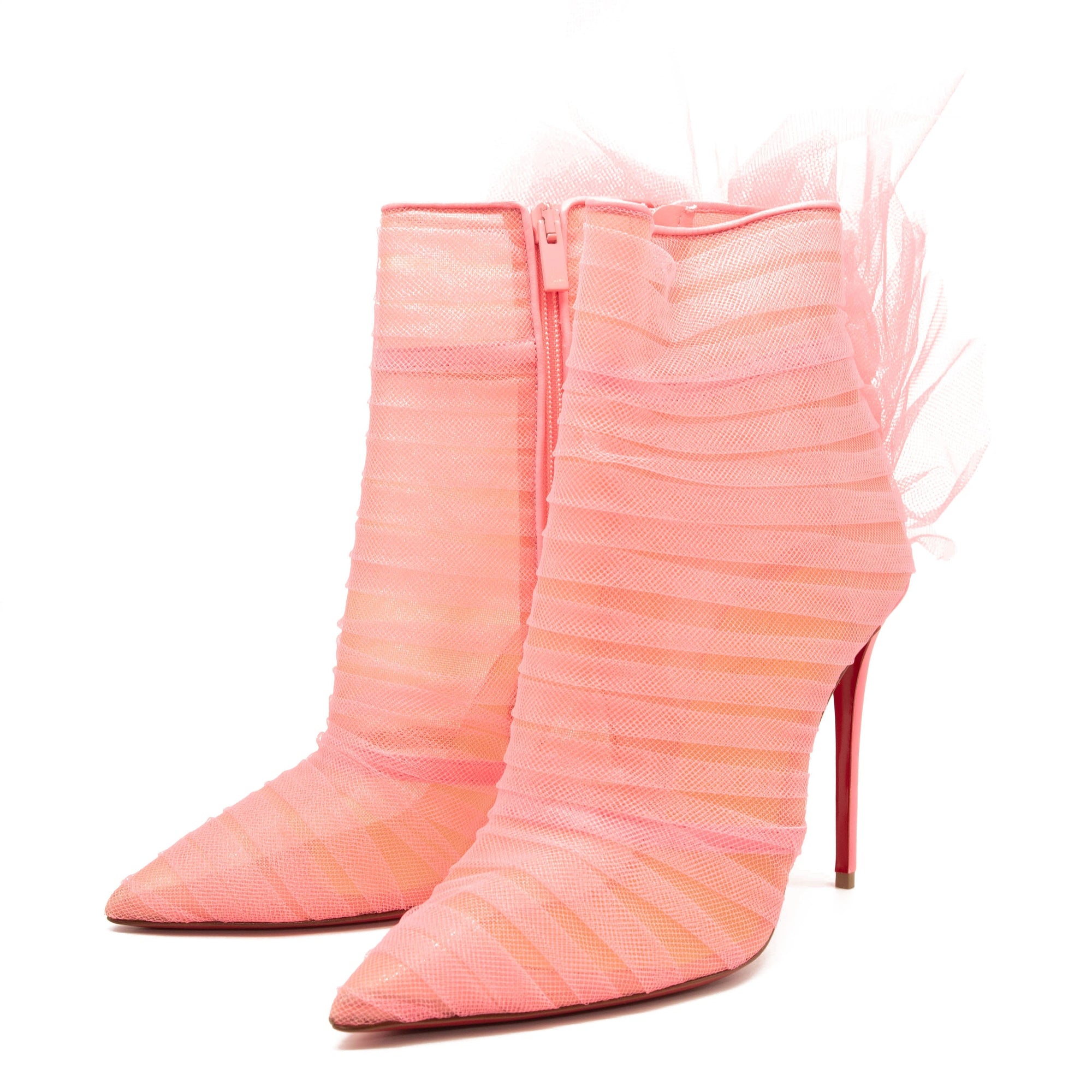 NEW $1795 Christian Louboutin Libellibooty Mesh Red Sole Stiletto Booties EU 39.5