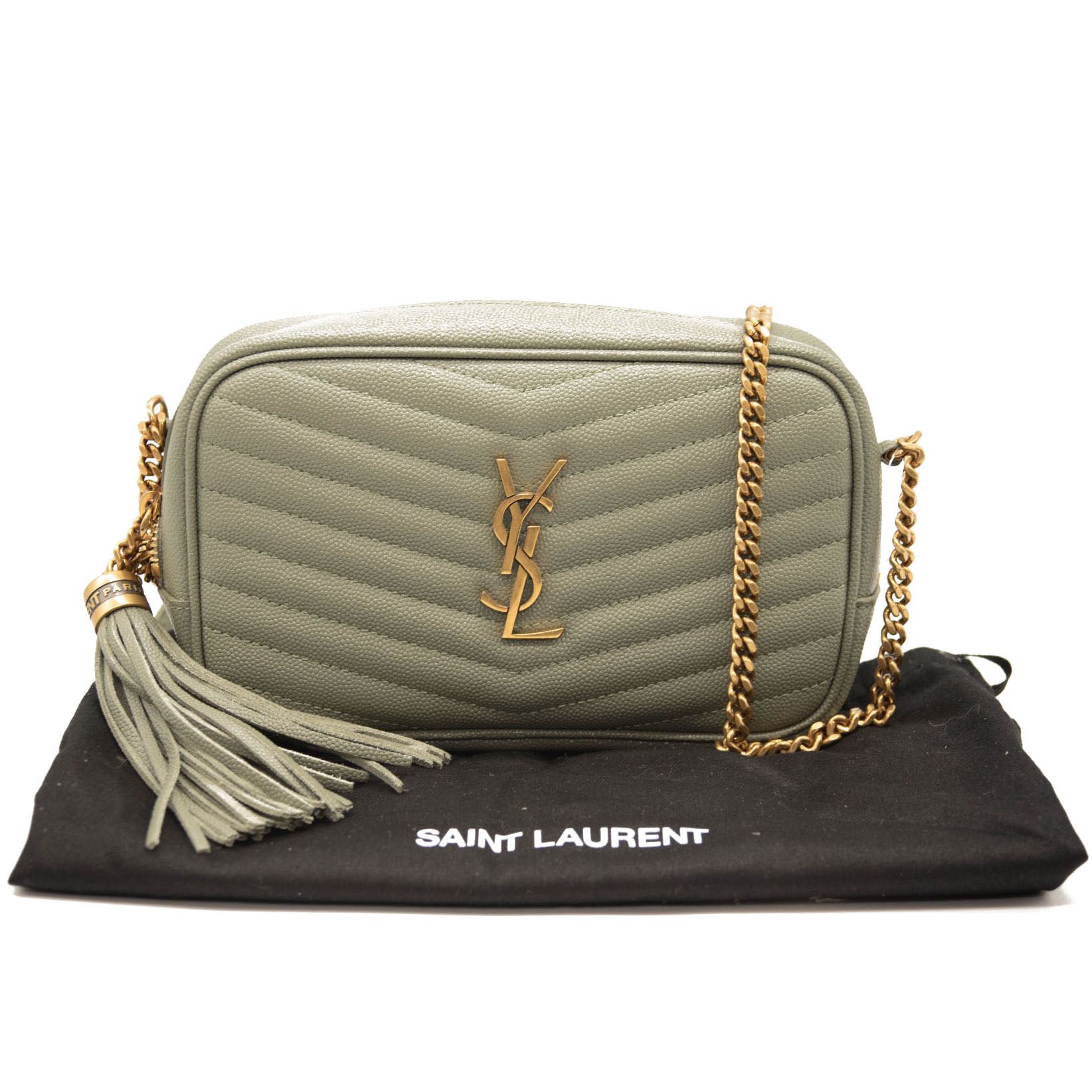 NEW Saint Laurent Mini Lou Camera Bag Light Sage YSL