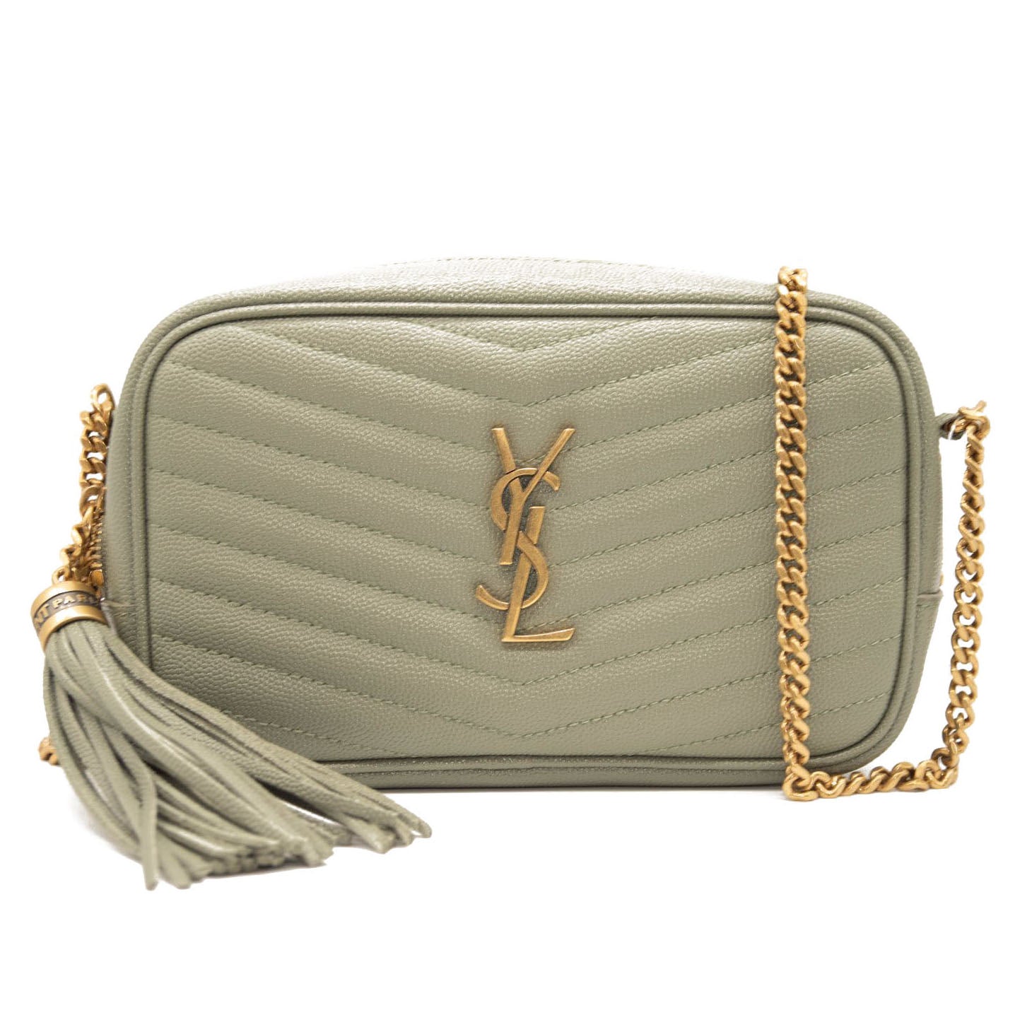 NEW Saint Laurent Mini Lou Camera Bag Light Sage YSL