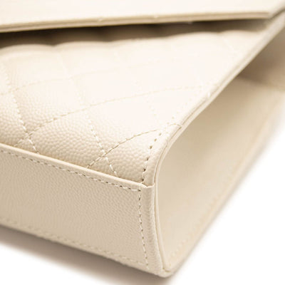 NEW Saint Laurent Monogram Small Envelope Leather Wallet On Chain Mixed Matelasse White
