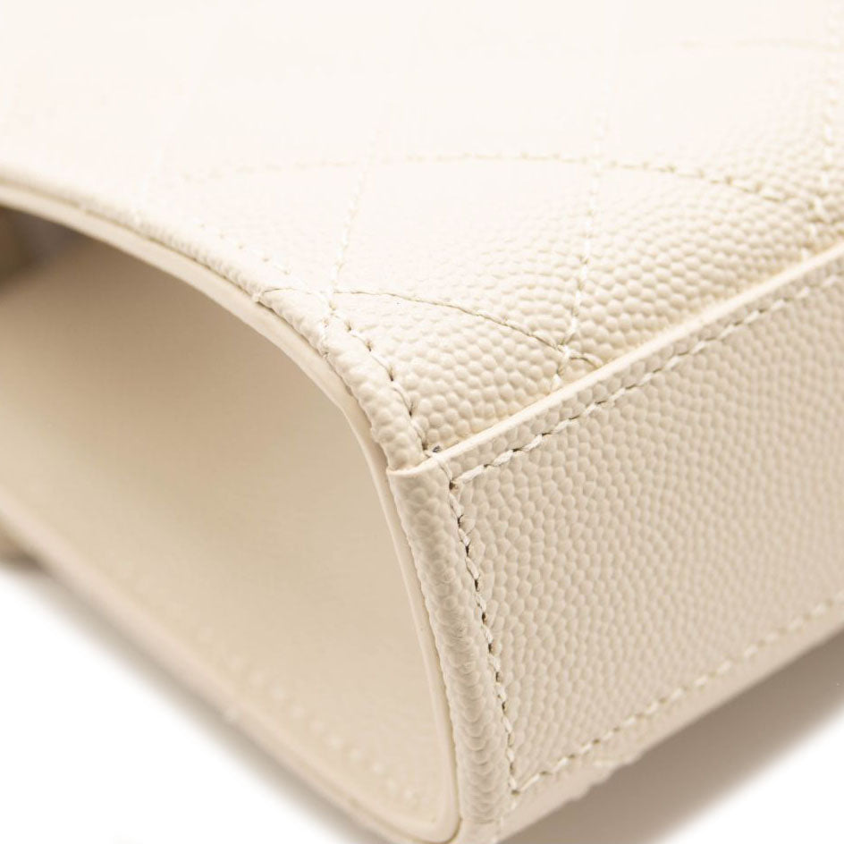 NEW Saint Laurent Monogram Small Envelope Leather Wallet On Chain Mixed Matelasse White