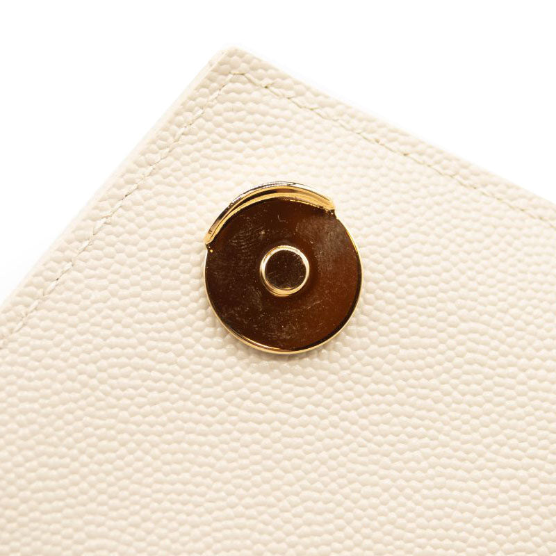 NEW Saint Laurent Monogram Small Envelope Leather Wallet On Chain Mixed Matelasse White