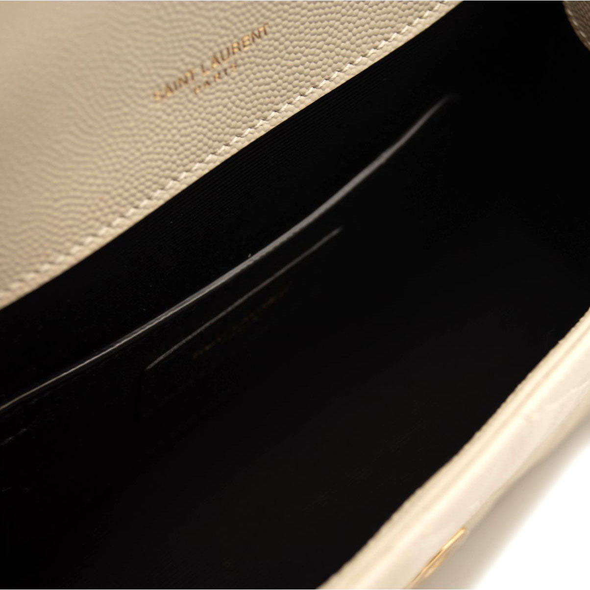 NEW Saint Laurent Monogram Small Envelope Leather Wallet On Chain Mixed Matelasse White